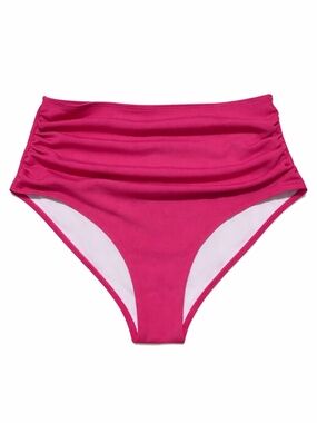 4/$20➡️ Fuchsia Ribbed High-Waist Ruched Bikini Bottom – Size 0X EUC